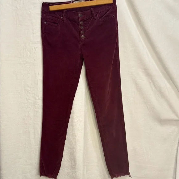 Free People Reagan High-Rise Corduroy Skinny Pants | Burgundy - Picture 2 of 8